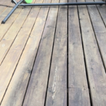 deck after just one year. the power washing took most of the stain right off but was very aggressive at some points